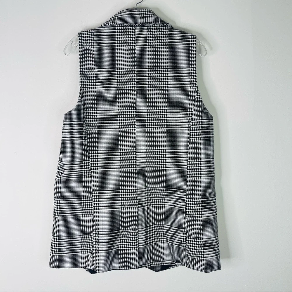 NWT Rachel Zoe black white houndstooth button preppy vest large - Picture 8 of 8